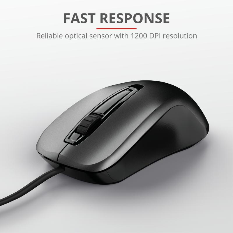 Mouse Trust Carve USB Negru - 1200 DPI, Ergonomic - imagine 6
