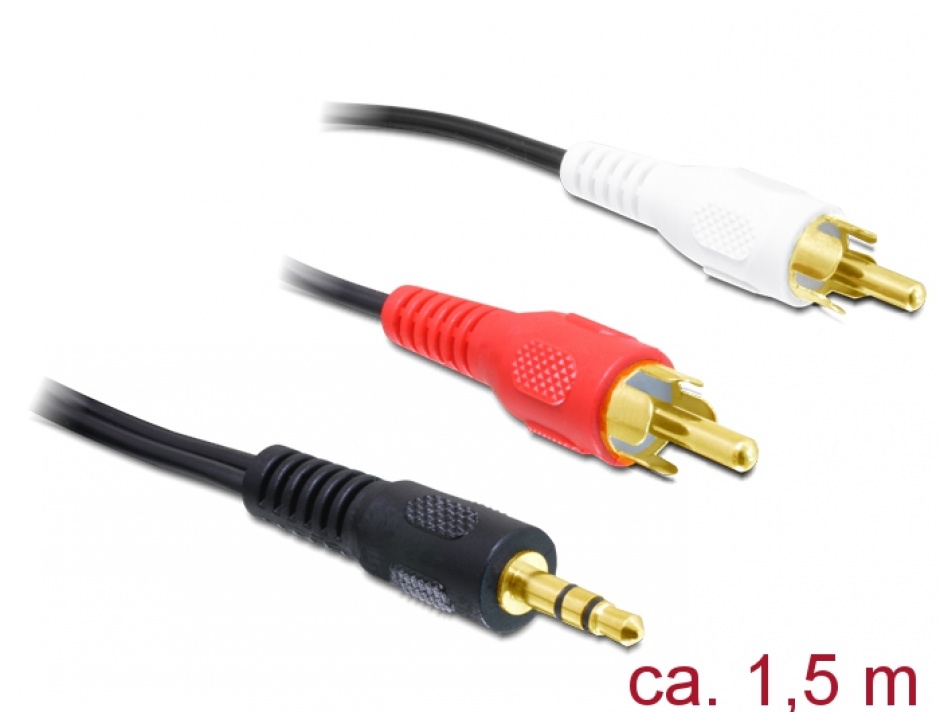 Cablu Audio Jack 3.5mm la 2x RCA Delock 1.5m