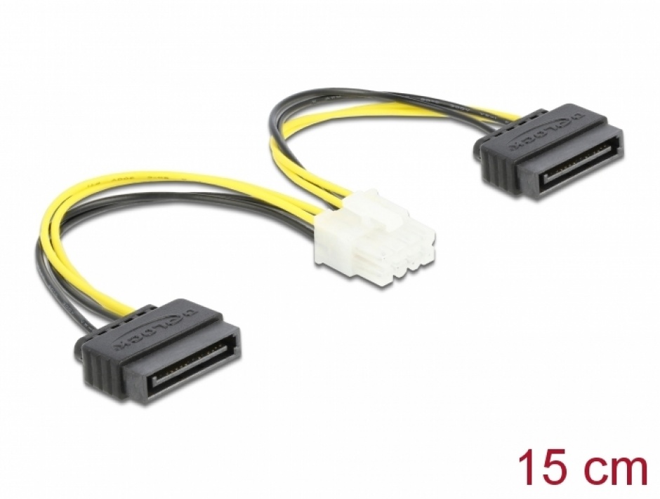 Cablu Delock EPS 8-pin la 2x SATA, 15cm