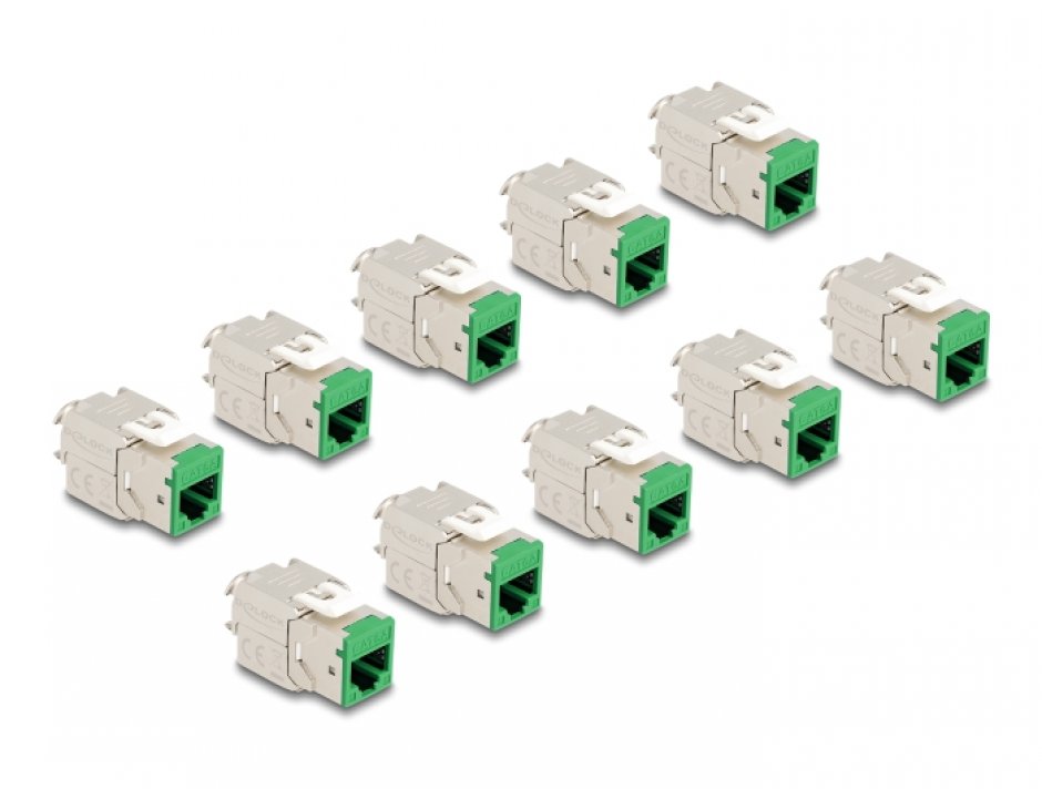 Set 10 Modul Keystone RJ45 Cat.6A Tool-free Verde - Delock