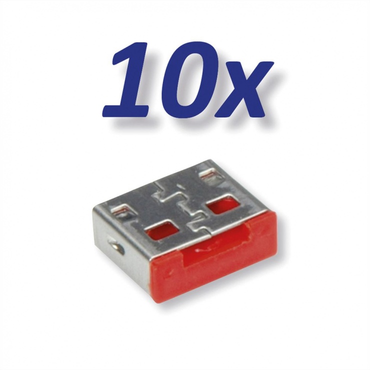 Set 10 Blocatoare USB Roline - Securitate Porturi