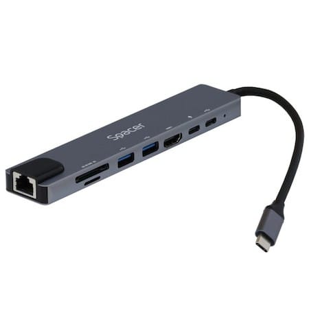 Docking Station Spacer 8 in 1 USB Type-C Aluminiu 4K HDMI - imagine 2