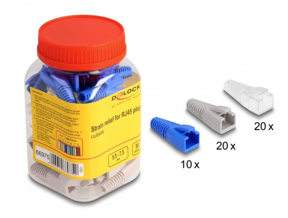 Set 50 Mansoane RJ45 Delock, Protectie Cablu