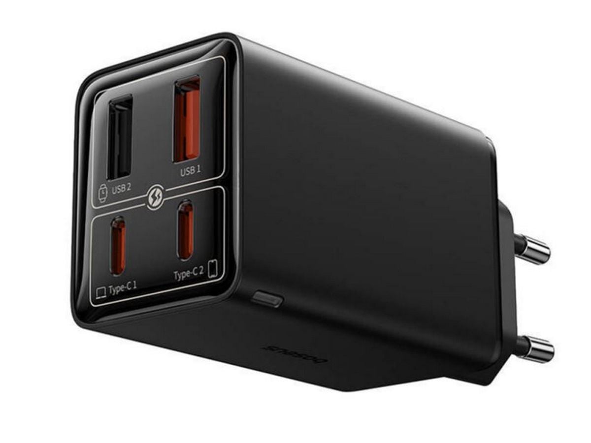 Incarcator retea Baseus, 2x USB-C, 2x USB-A, GaN 6Pro, 65W, 3.25A, negru, P10162701113-00
