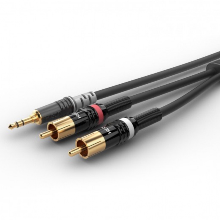 Cablu Audio Jack 3.5mm la 2x RCA Hicon 0.9m Aurit
