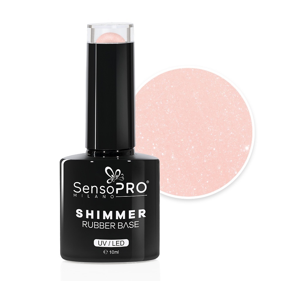 Shimmer Rubber Base SensoPRO Milano - #11 Irresistible Nude Shimmer Silver, 10ml
