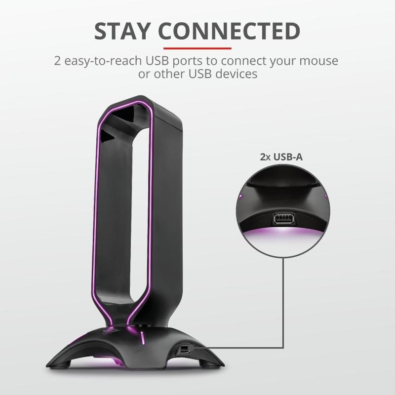 Suport Casti Trust GXT 265 Cintar RGB cu 2 Porturi USB - imagine 15