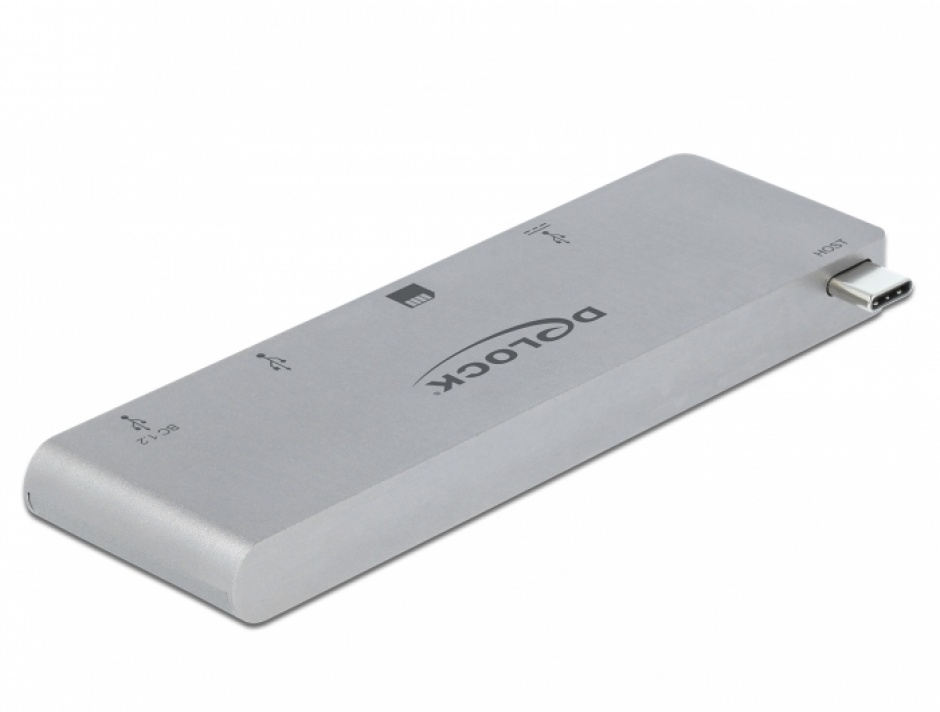 Hub USB-C Delock cu PD 3.0 și Cititor Carduri