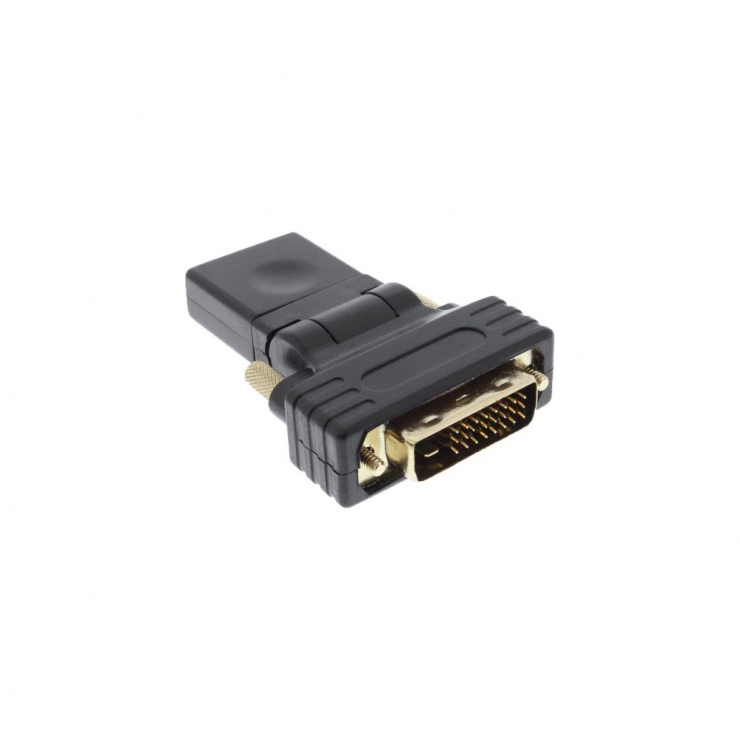 Adaptor Rotativ HDMI la DVI-D Inline, 4K, Conector Flexibil