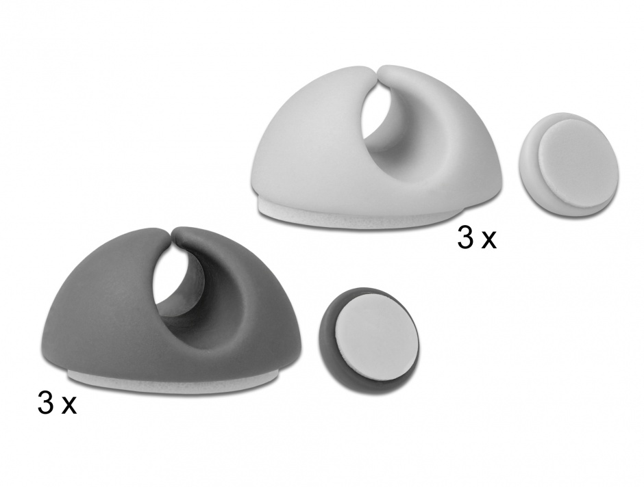 Set Ghidaje Cablu Delock 6 Buc, Alb/Gri