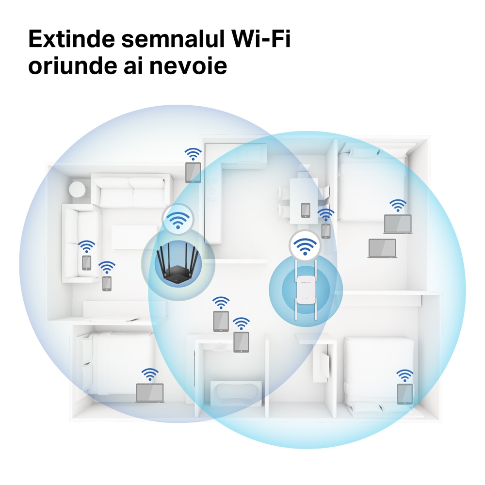 Range Extender Mercusys ME50G AC1900 Dual-Band - Semnal WiFi Puternic în Toată Casa - imagine 5