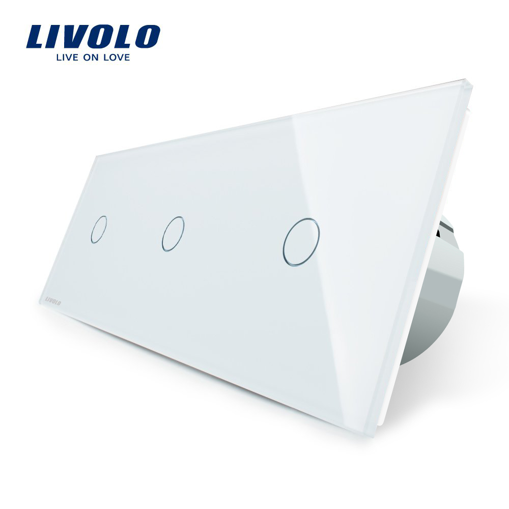 Intrerupator Triplu Touch Livolo, Sticla, LED - imagine 1