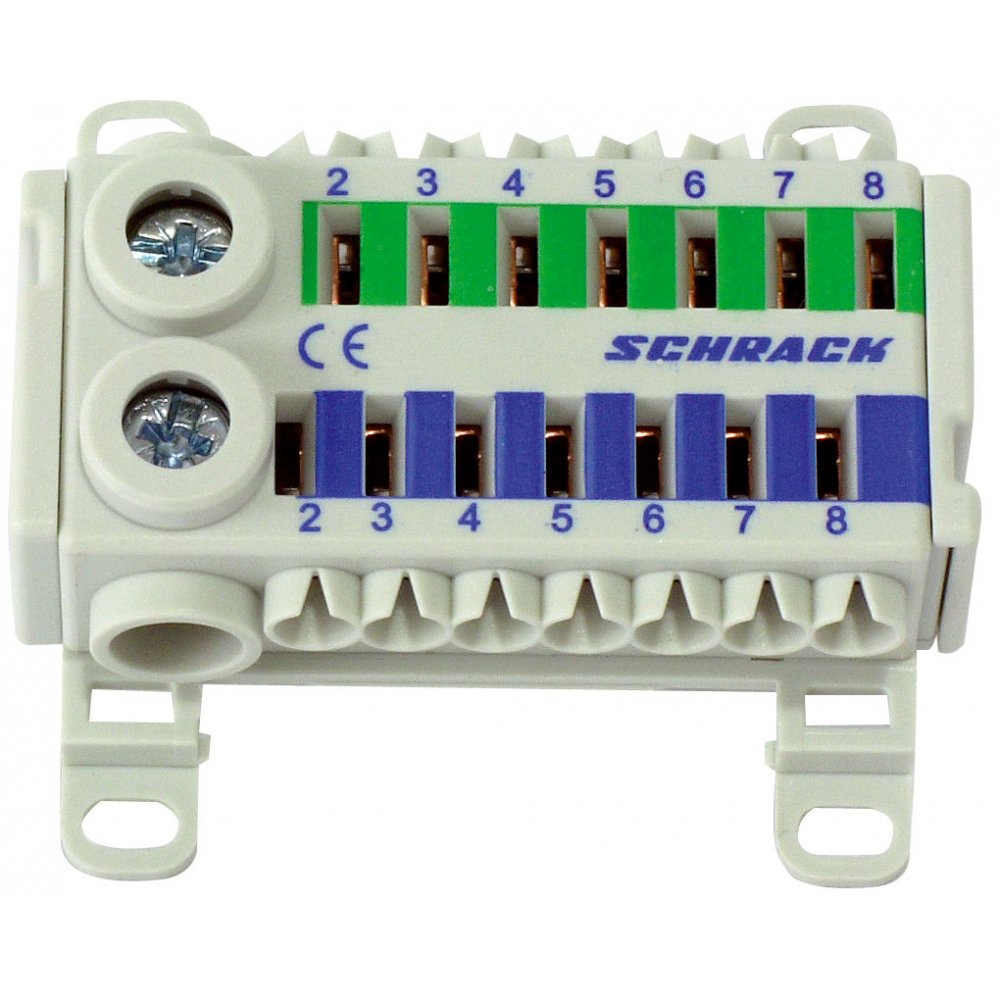 Clemă conexiune rapidă Schrack IK021080, PE, albastru/verde