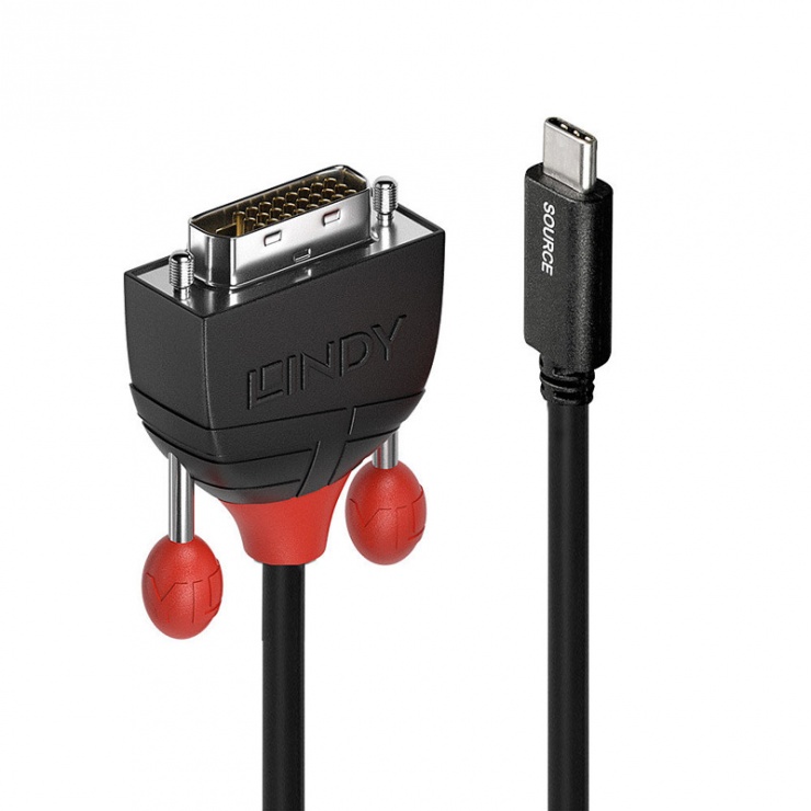 Cablu USB-C la DVI Lindy, 0.5m, Negru