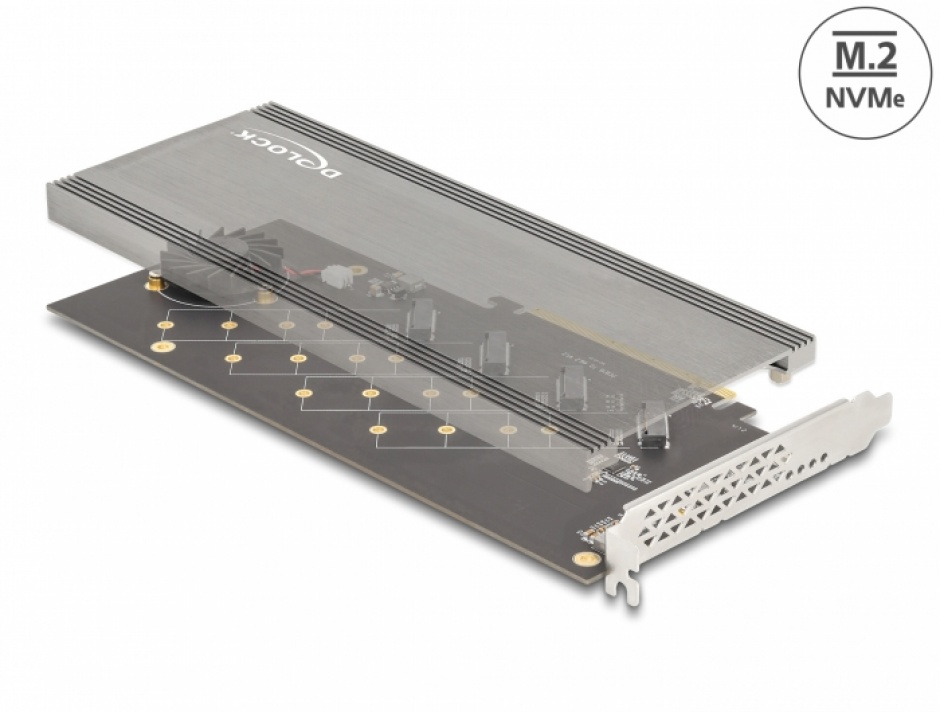 Placă PCI Express 4x NVMe M.2 Delock cu ventilator