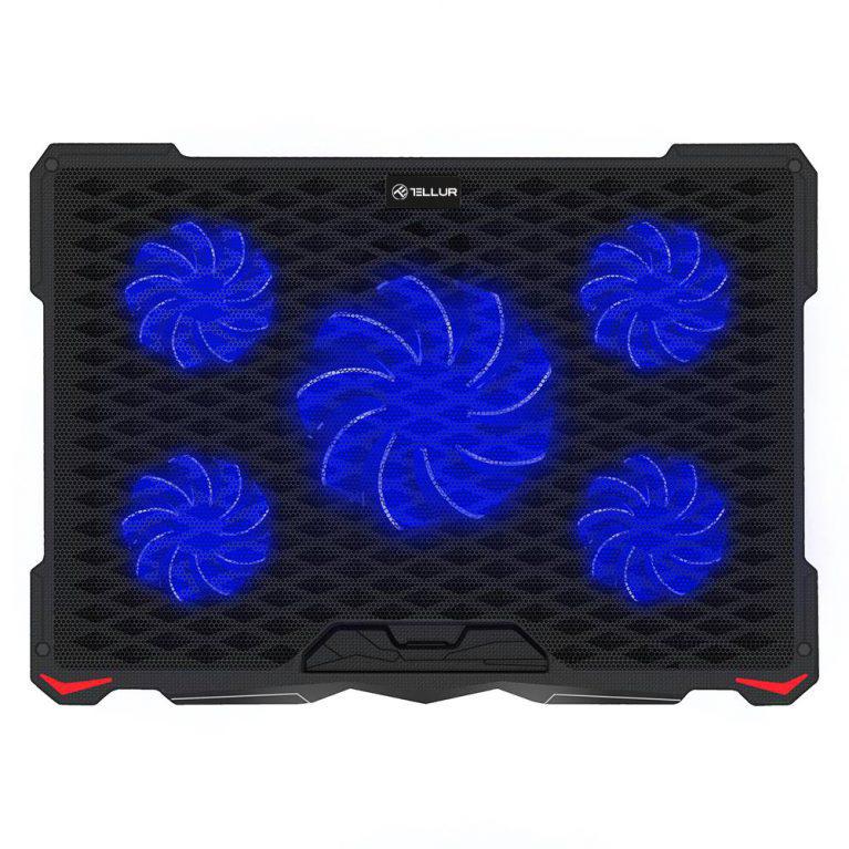 Cooling Pad Tellur Basic 17" - 5 Ventilatoare cu LED Negru - imagine 3