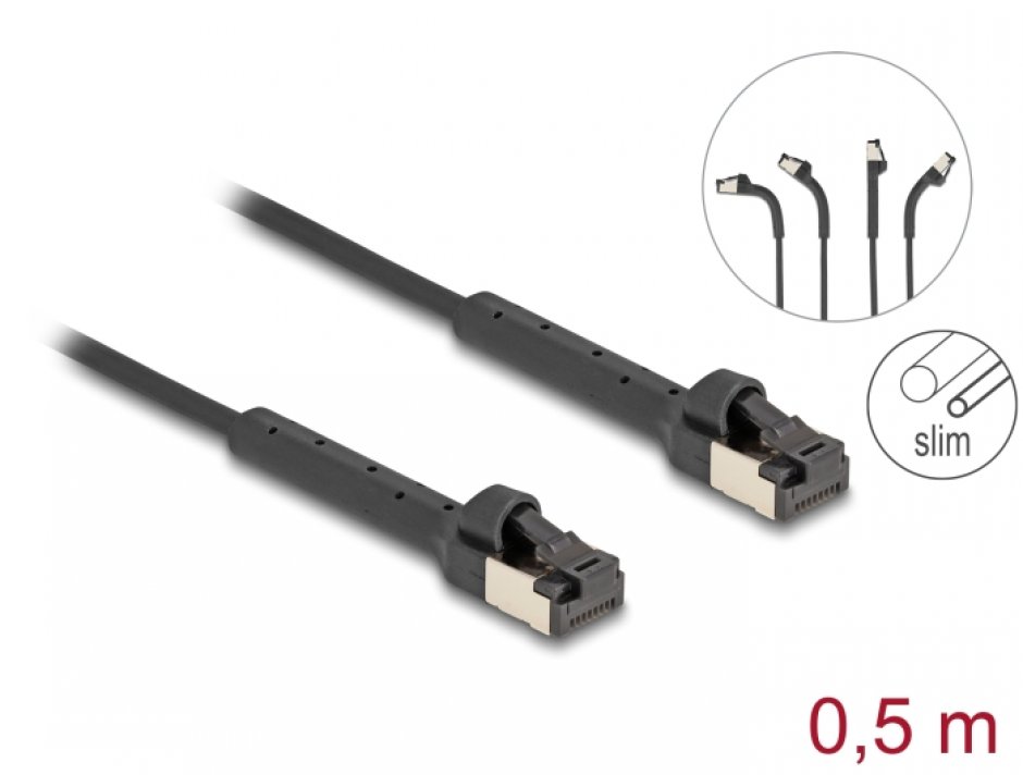 Cablu Delock Cat.8.1 Slim 0.5m Unghi-Unghi