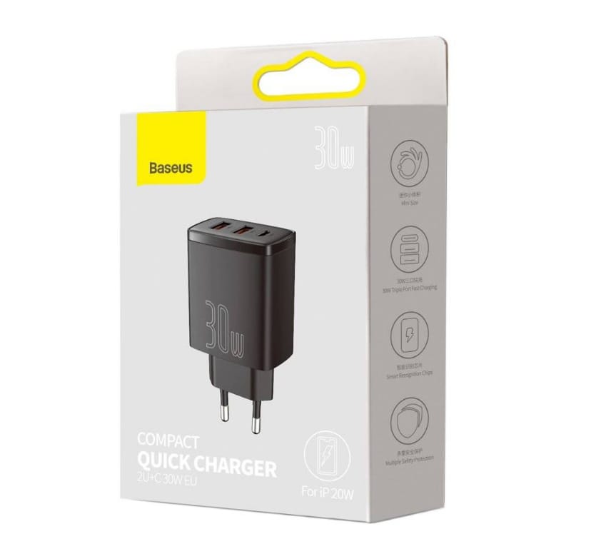 Încărcător Rețea Baseus Compact 30W Quick Charge Negru - imagine 4