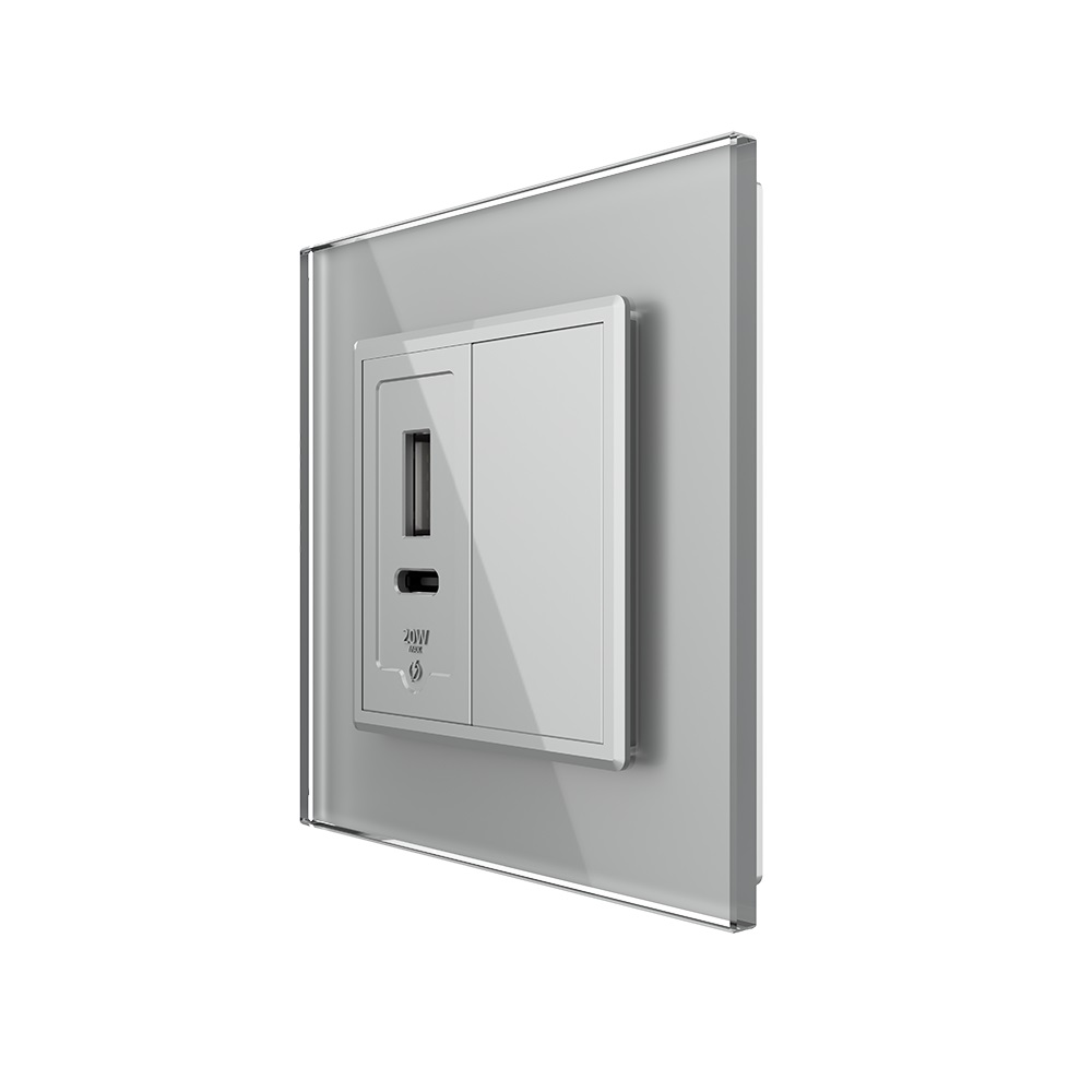 Priza USB-A + USB-C Livolo cu Rama din Sticla, 20W - imagine 9