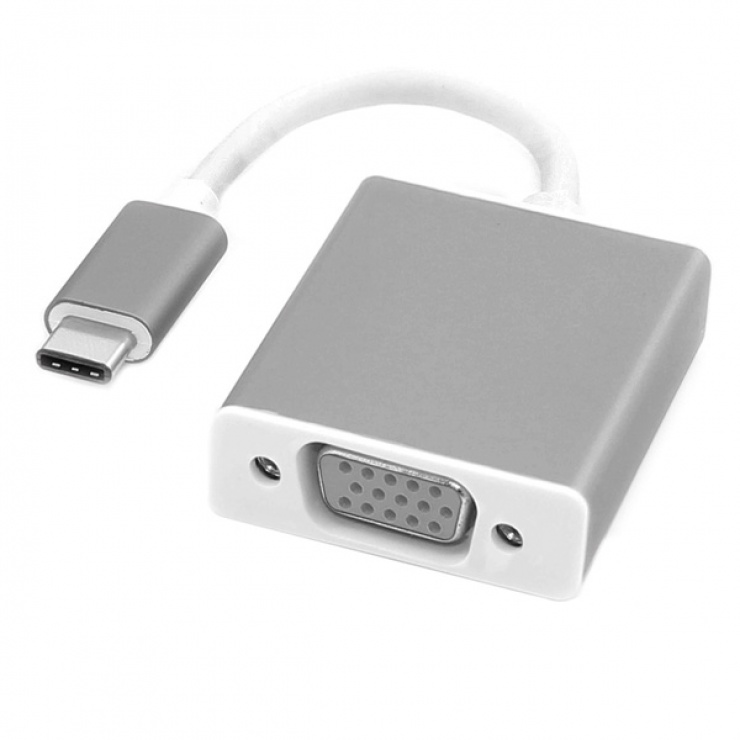 Adaptor USB-C la VGA Roline, Aluminiu