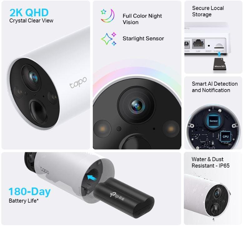 Cameră IP Exterior TP-LINK Tapo C420S1 2K + HUB Wireless - imagine 3