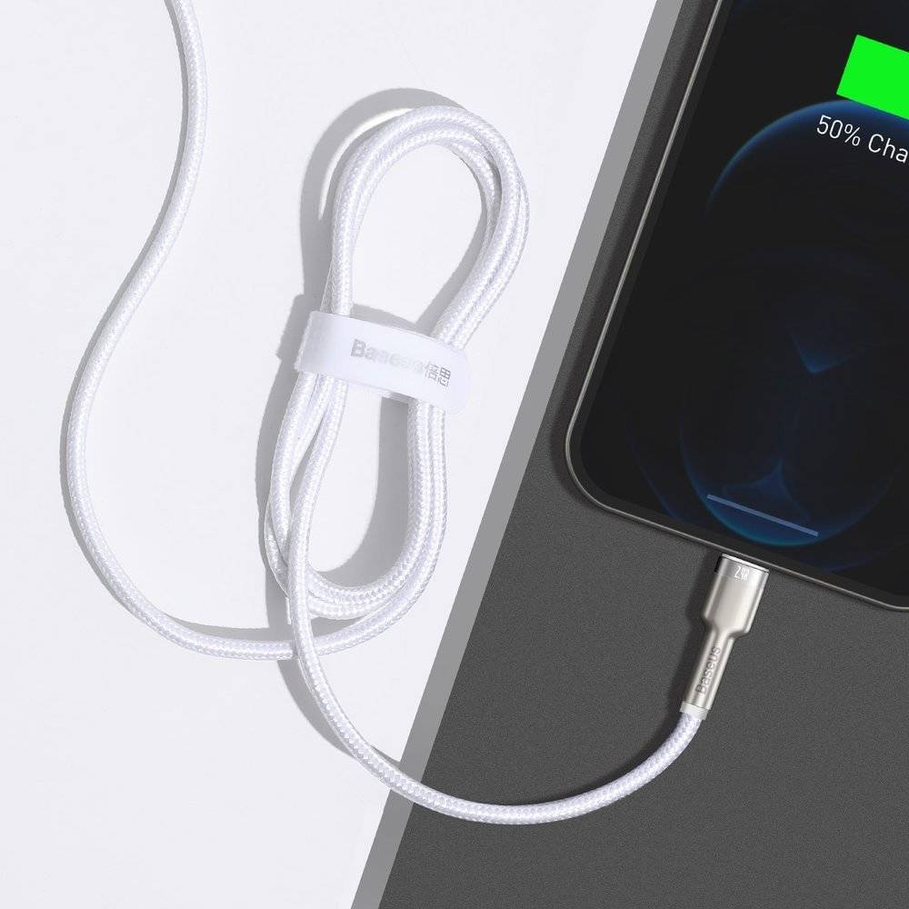 Cablu Baseus Lightning 1m, 2.4A Fast Charging, Alb - imagine 3