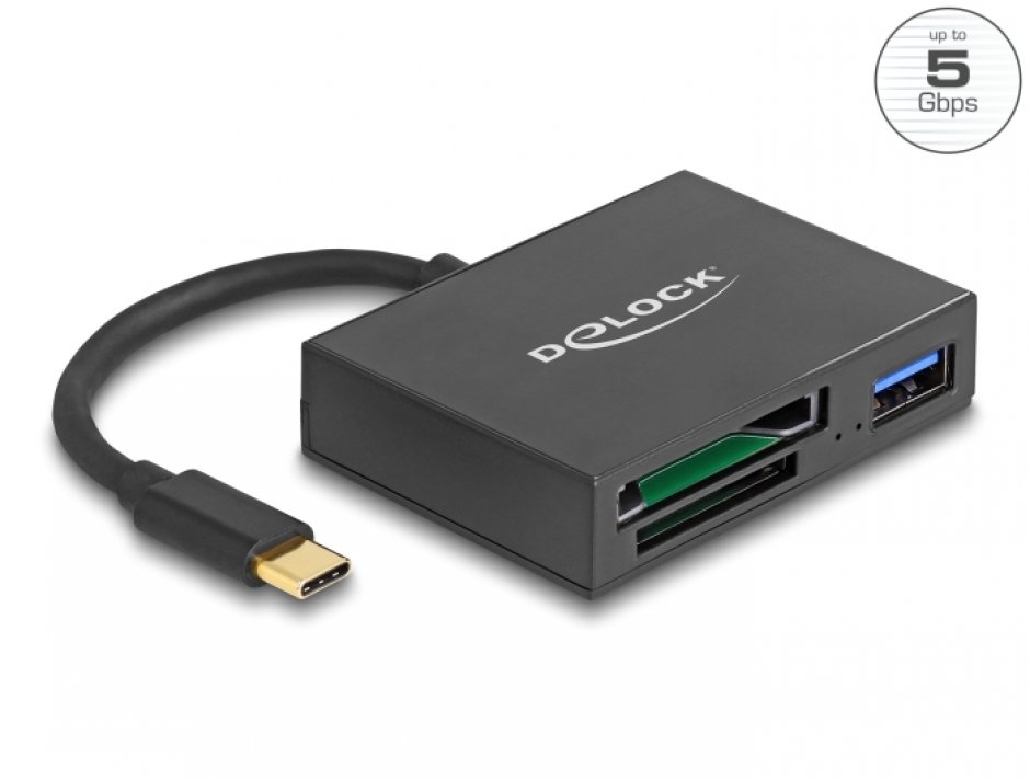 Cititor Carduri Delock USB-C XQD/SD + USB-A
