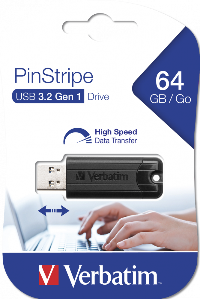 Memorie USB 64GB Verbatim Pinstripe USB 3.0 Negru - imagine 3
