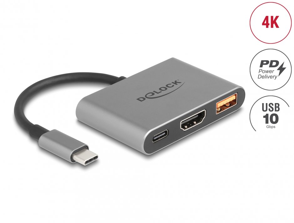 Adaptor USB-C la HDMI 4K + PD 90W Delock