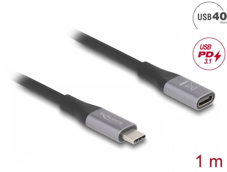Cablu USB-C Extinder 40Gbps 240W Delock