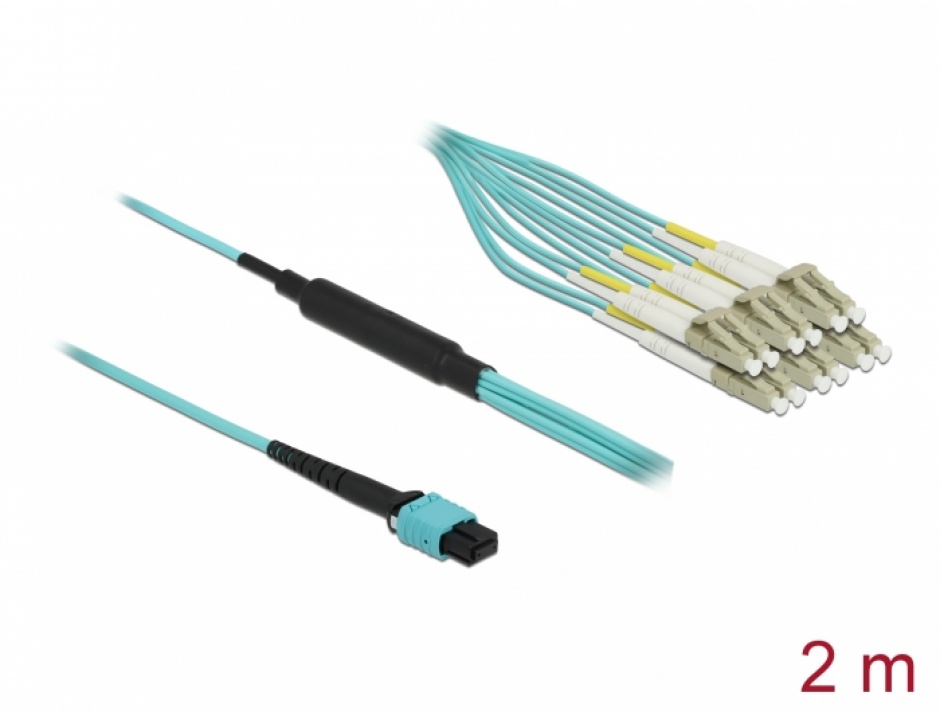 Cablu Fibra Optica MPO-LC Delock 2m OM3