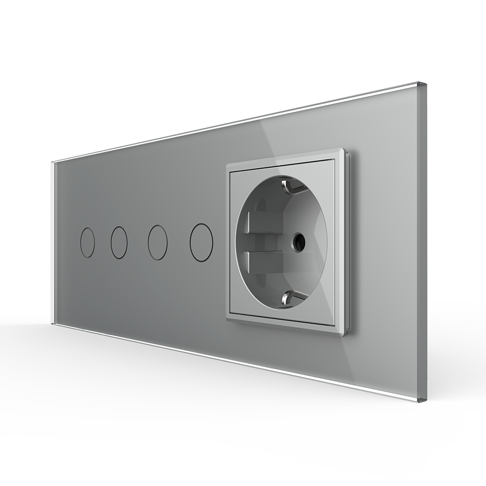 Intrerupator Dublu + Dublu + Priza LIVOLO, Sticla - imagine 13