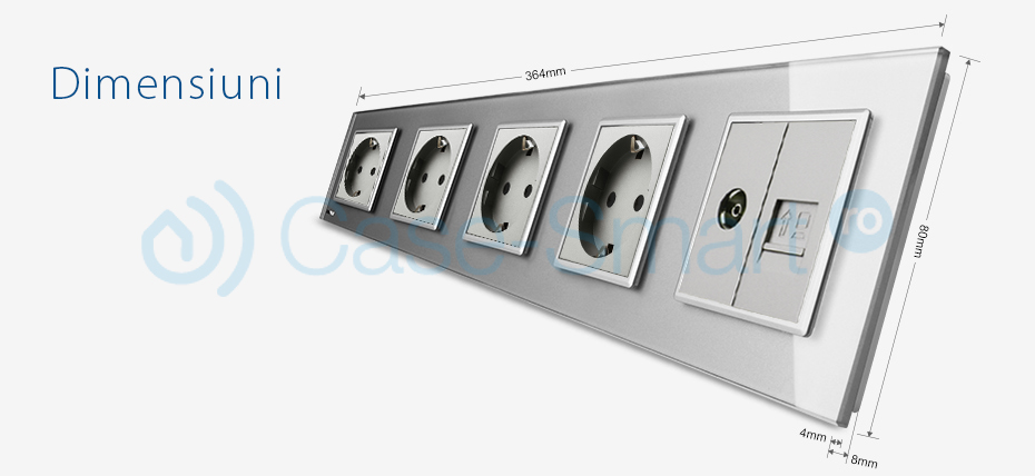 Priza Cvintupla TV Internet Livolo, Sticlă - imagine 20