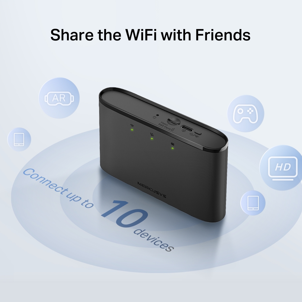 Router Wireless Mercusys MT110 4G LTE, slot SIM, Portabil, 2200mAh - imagine 7