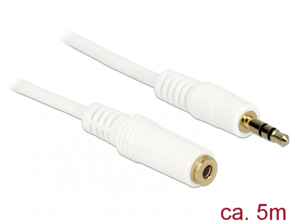 Cablu Prelungitor Audio Jack 3.5mm 5m Alb Delock