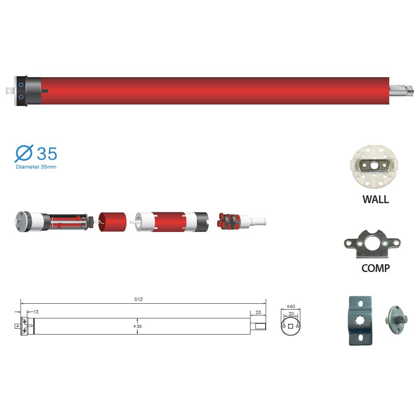 Motor tubular Hatek Euro12W/O 12 Nm 230V pentru rulou