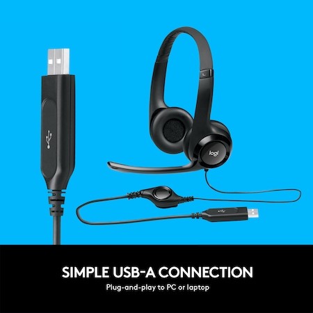 Căști Logitech H390 USB cu Microfon Cancel Noise - Negru - imagine 4