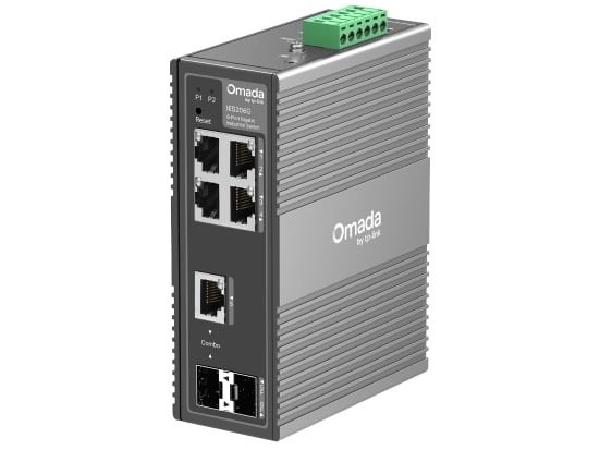 Switch industrial retea Tp-Link Omada,  IES206G, 6 porturi Gigabit (4xRJ45, 1xCombo, 1xSFP), montare sina DIN, 9.6-60VDC, IP40