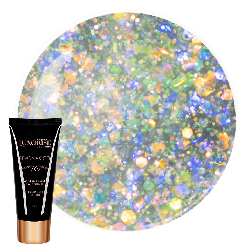 Polygel Luxorise Lemon Sparkle, 15ml - Modelare Ușoară