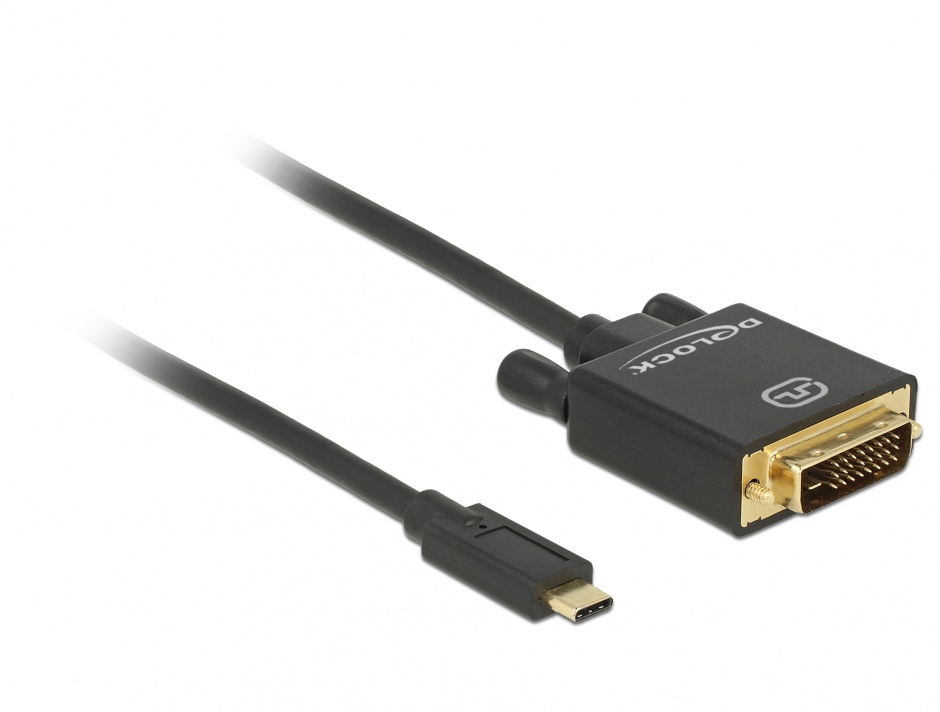Cablu USB-C la DVI Delock 4K, 1m, Negru