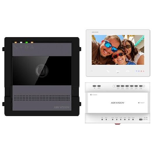 Kit Videointerfon IP Hikvision, 4 Fire, Display 7"
