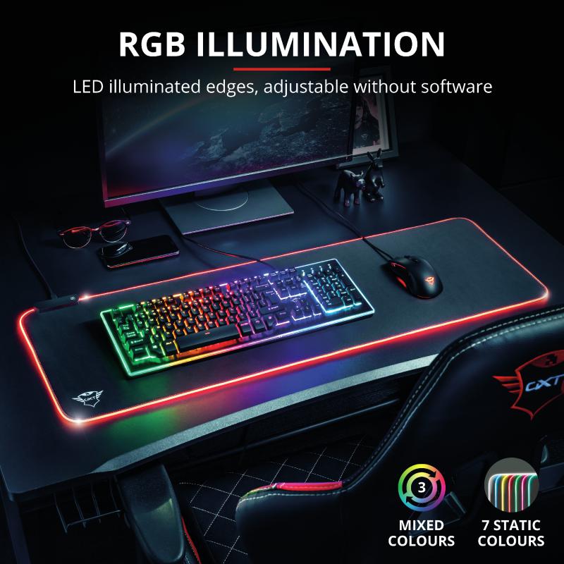Mouse Pad Gaming Trust GXT 764 GlideFlex cu LED RGB, 930x300mm - imagine 9