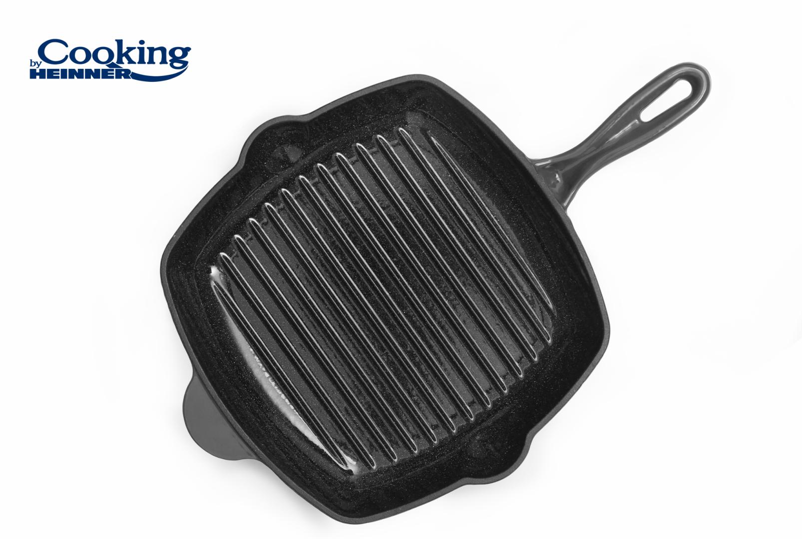 Tigaie Grill Fontă Emailată Heinner 26.5 cm - Marble Grey - imagine 3