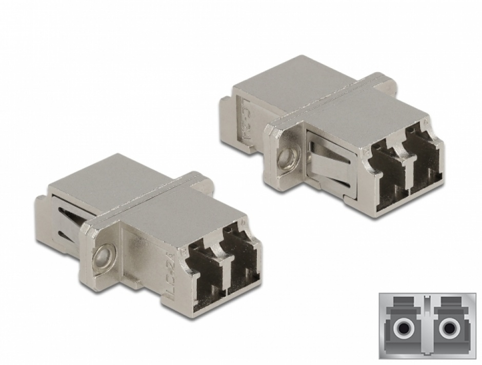 Cupla Fibra Optica LC Duplex Delock Metal
