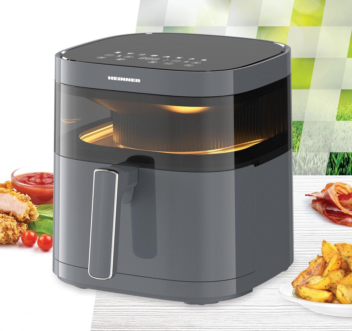 Friteuza Aer Cald Heinner DualHeat 5.7L 1700W - Fără Ulei - imagine 6