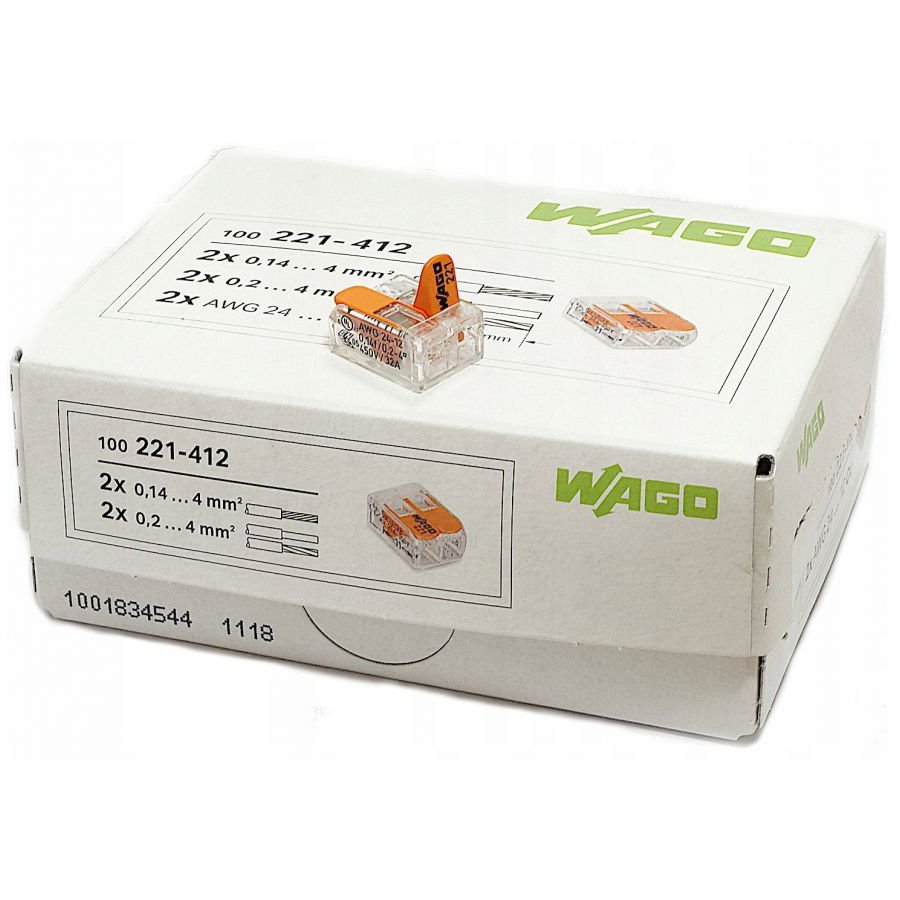 Cleme Wago 221-412, 2 pini, 4mm², 100 buc