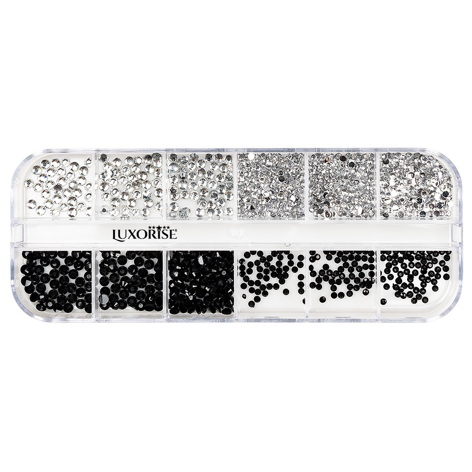 Strasuri Unghii LUXORISE Disco Black & White | 12 Modele - imagine 2