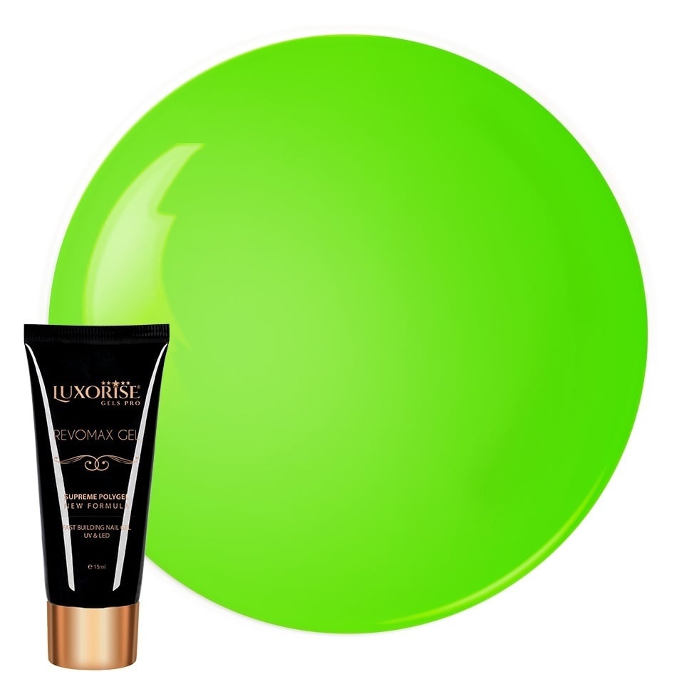 Polygel Luxorise Neon Green 15ml - Modelare Ușoară