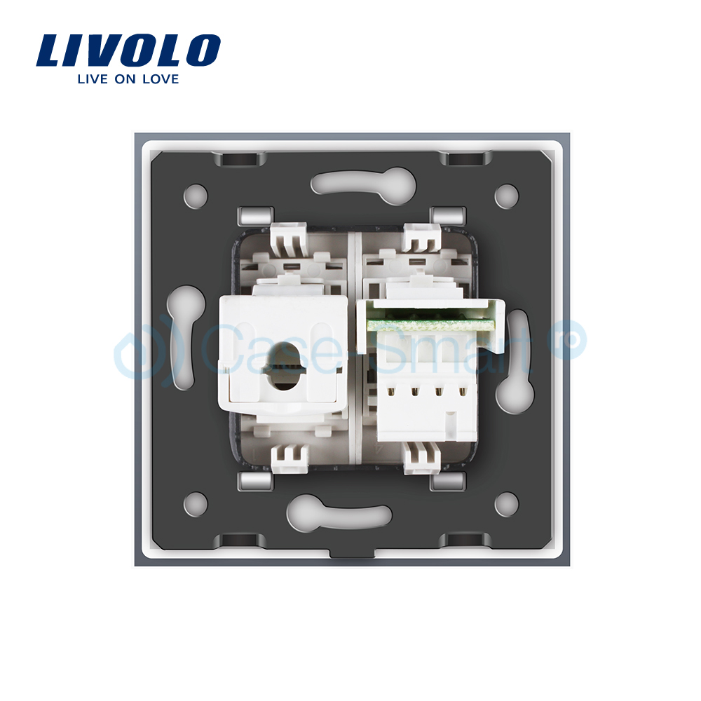 Priza Dubla Telefon+Internet Livolo Sticla - imagine 4