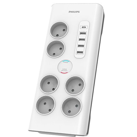 Prelungitor Philips 6 Prize + 5 USB, 2m